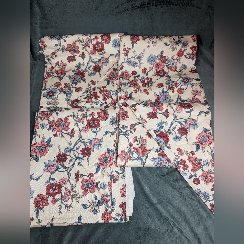 Vintage Curtains Floral. 2 Pairs (4 Panels Total) 25"x56" Asymmetric